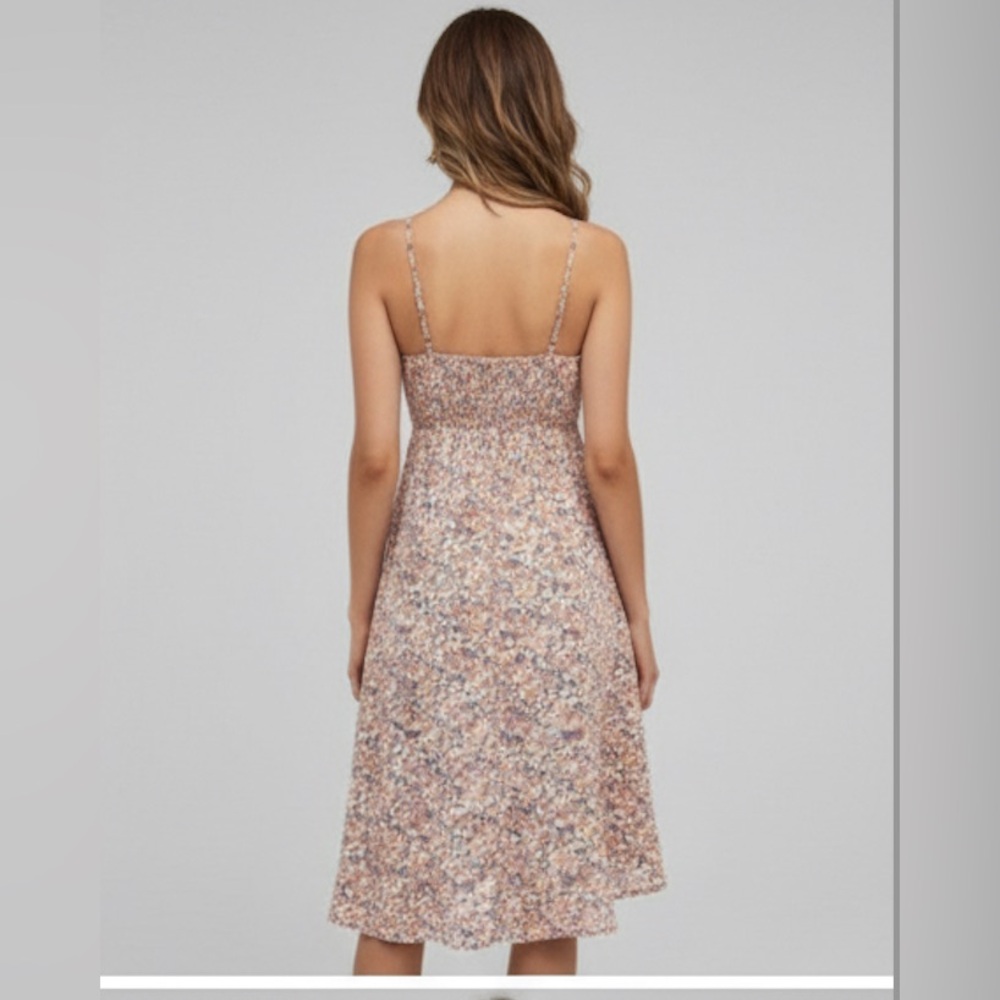 Floral Asymmetrical Hem Spaghetti Strap Midi Dress - Picture 4 of 9